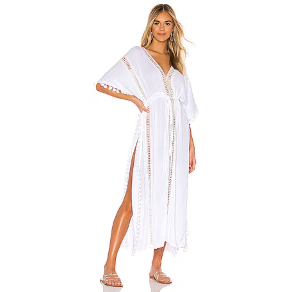 NWT‎ lovestitch kaftan caftan Maxi Dress Tassel high slits M/L